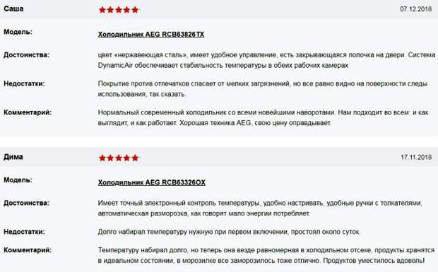Холодильники AEG отзывы покупателей