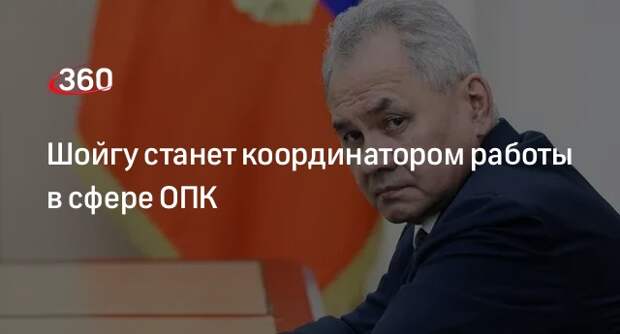Путин назначил Шойгу координатором работы в сфере ОПК