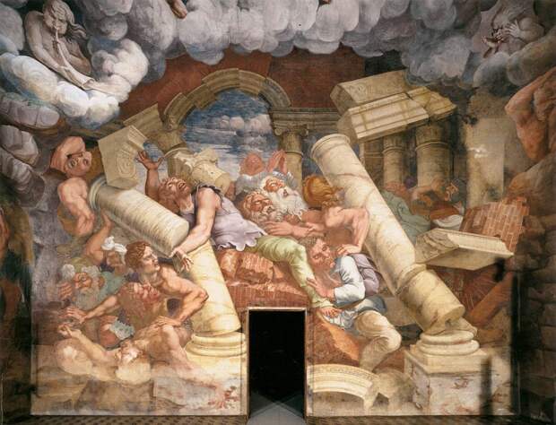 Падение гигантов с горы Олимп - Джулио Романо. Палаццо дель Те, Мантуя, Италия. 1530-1532.