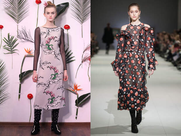 Повседневные платья с цветочными мотивами – тренд осень-зима 2017-2018