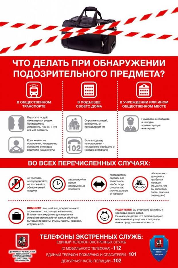 Что делать при обнаружении подозрительного предмета