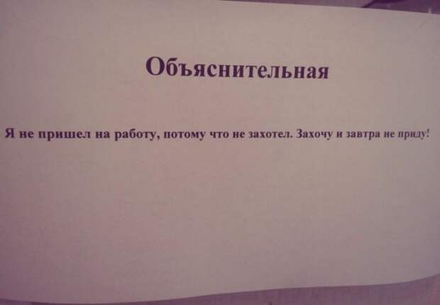 Объяснительные записки веселых сотрудников!
