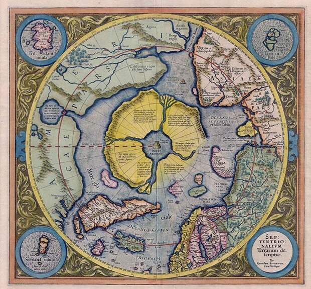 Арктический континент на карте исследователя Герарда Меркатора
