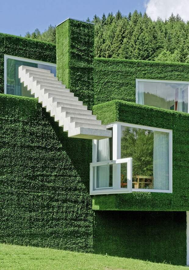 Необычный зеленый дом в Австрии. Фото