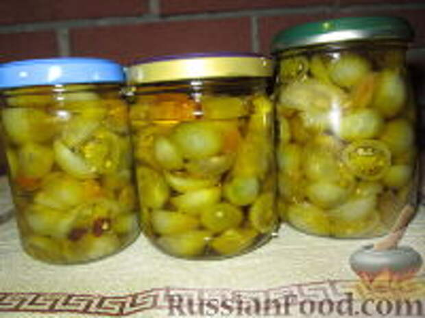 Фото к рецепту: Маринованные зеленые помидоры Фото к рецепту: Маринованные зеленые помидоры