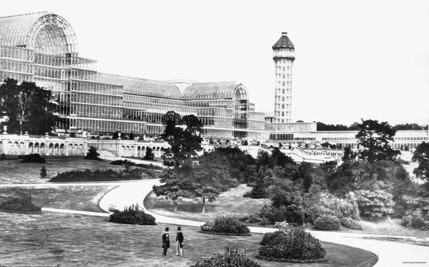 Северная водонапорная башня и Хрустальный дворец в Сиденхеме, ок. 1861 г. архивные снимки, архивные фотографии, великобритания, коллекция фото, новатор, фотограф, фотография