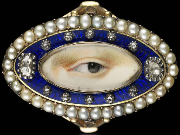 Золотое кольцо с миниатюрой Lover's eye, 1790 год.