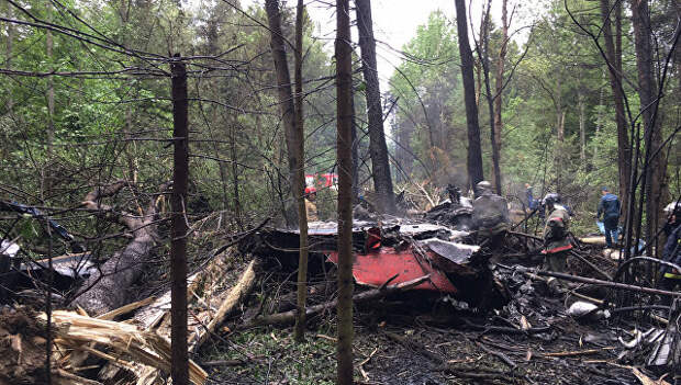 На месте крушения самолета Су-27 в Подмосковье