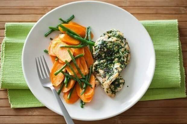 Куриная отбивная с морковью и фасолью Куриная отбивная с морковью и фасолью