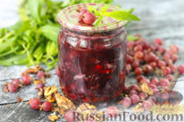 Фото к рецепту: Варенье из крыжовника с орехами (на зиму) Фото к рецепту: Варенье из крыжовника с орехами (на зиму)