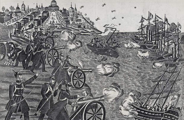 Оборона Одессы, 1854. Гравюра, 1901 год Оборона Одессы, 1854. Гравюра, 1901 год
