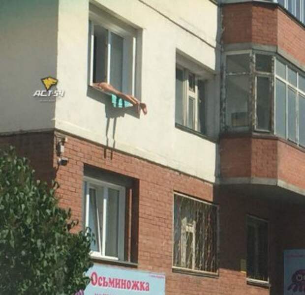 Жители Новосибирска жалуются: голая женщина загорает в окне второго этажа загар, окно