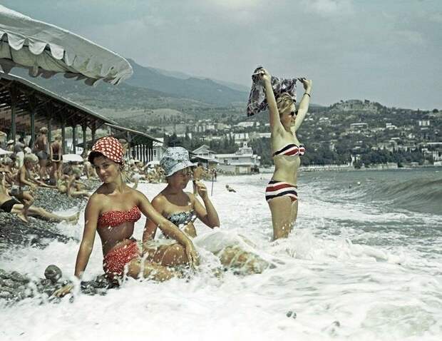 Крымский пляж, 1960-е история, ретро, фото