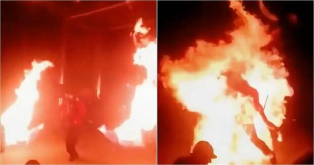 Российские туристы едва не пострадали во время огненного шоу на Тайване