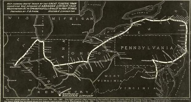 Для последнего пути президента Линкольна был проложен довольно хитроумный маршрут. Теперь по этому маршруту курсирует призрачный поезд.