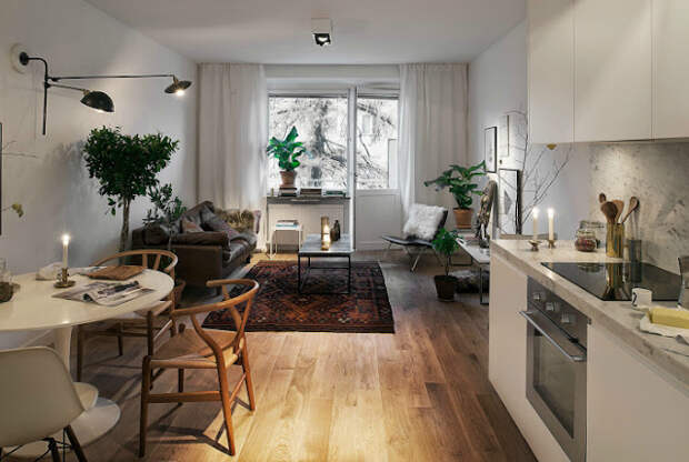 Объединение кухни с гостиной – это не только дань моде, но и рациональное решение для студий или квартир со скромной жилплощадью.-7