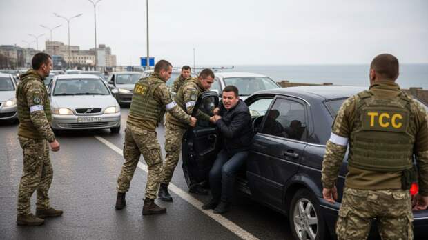 В Одессе сотрудники ТЦК вытащили мужчину из его машины прямо на дороге