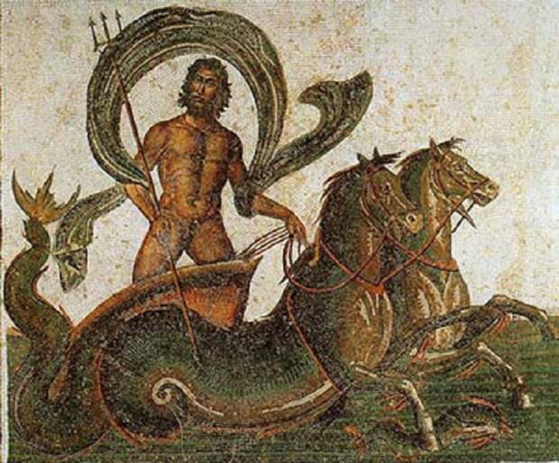 Колесница Посейдона. Римская мозаика.