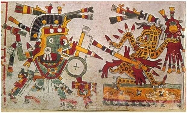 Кодекс Коспи. «Битва» ацтекского Тифона с Марсом.