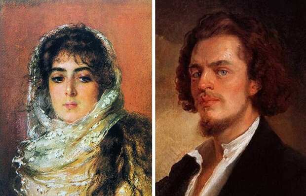 Портреты Маковского: «Портрет жены художника Ю.П. Маковской» (1887) и Автопортрет (1856) Портреты Маковского: «Портрет жены художника Ю.П. Маковской» (1887) и Автопортрет (1856)