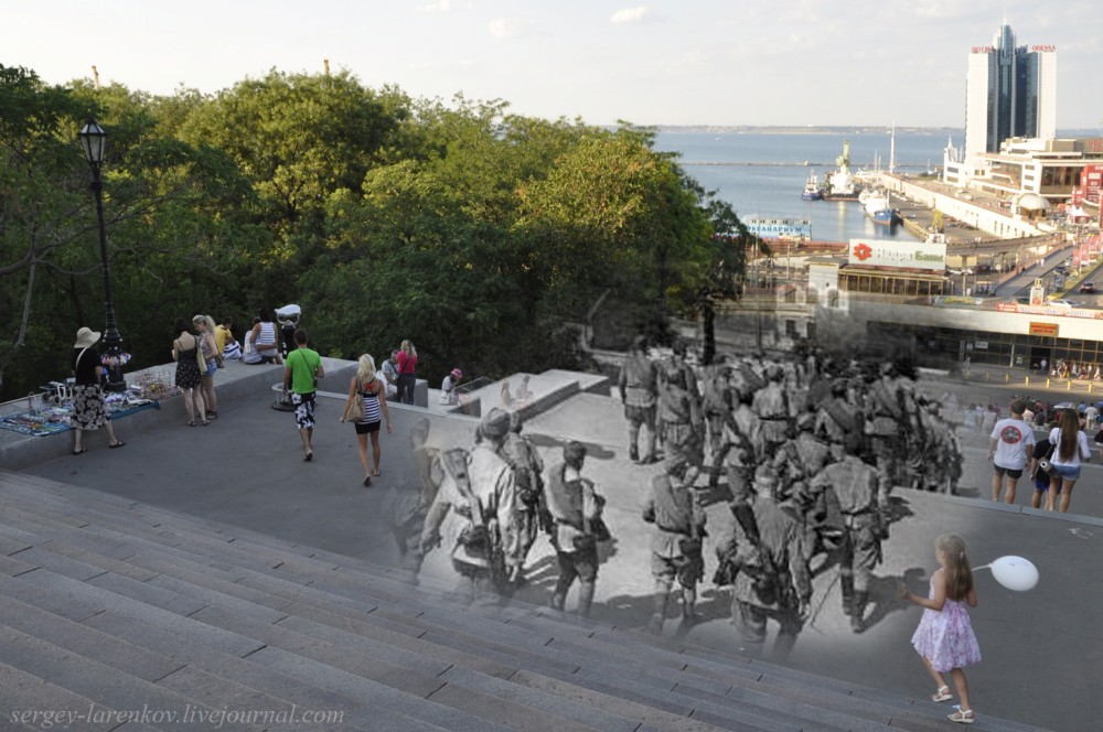 Одесса 1944/2012 Воины-освободители на Потемкинской лестнице Odessa 1944/2012 Soldiers-liberators on the Potemkin Stairs
