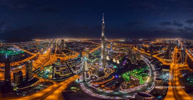 Бурдж Халифа в ночное время, Дубай, ОАЭ