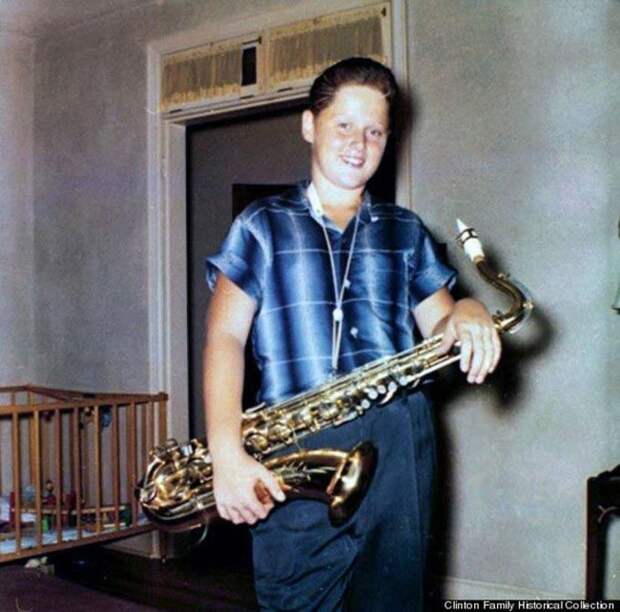 12-летний Билл Клинтон с саксофоном в руках, 1958 12-летний Билл Клинтон с саксофоном в руках, 1958 дети, известность, история, фото