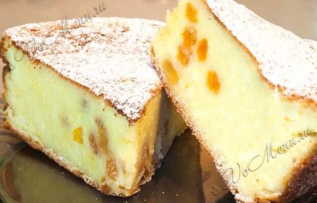 Творожная запеканка с манной крупой и изюмом