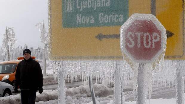 В Словении прошёл ледяной дождь (7 фото)