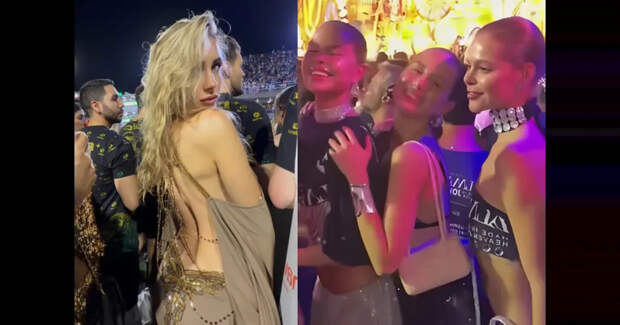 Девушка Дурова (в платье с "задним декольте") и Аврора Киба повеселились на карнавале в Рио-де-Жанейро