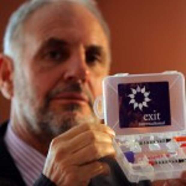BOURNEMOUTH, ENGLAND - MAY 05: Controversial voluntary euthanasia campaigner, Dr Philip Nitschke holds up a drug testing kit which is used as part of assisted suicides following a workshop on the subject on May 5, 2009 in Bournemouth, England. The Australian doctor, dubbed Dr Death by the press, was stopped at Heathrow Airport when he arrived but was granted leave to stay in UK on Saturday. (Photo by Matt Cardy/Getty Images)