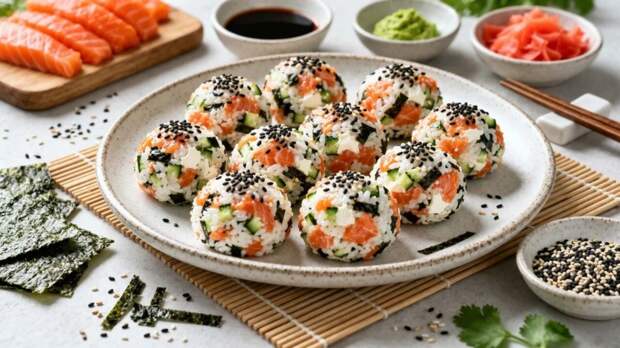 Ленивые суши-шарики с красной рыбой и сливочным сыром: простой рецепт без коврика и усилий за 30 минут
