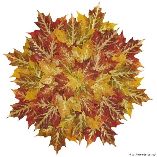 Декоративная салфетка из искусственных осенних листьев (15) (700x700, 376Kb)