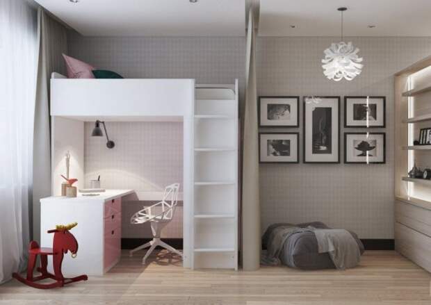 Современные идеи однокомнатной квартиры для семьи с ребёнком. 