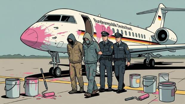 Bild: немецких активистов задержали за попытку покрасить самолёт Мерца в розовый