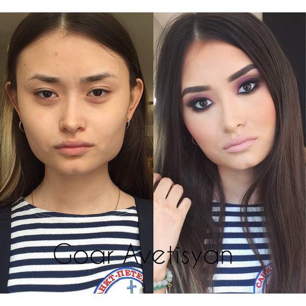 Сравнение девушек с макияжем и без. Я просто в шоке! визажист, девушки, красота, макияж