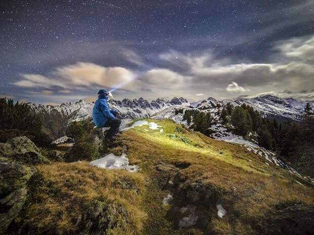 Ночь в Тирольских Альпах, Австрия животные мир, природа