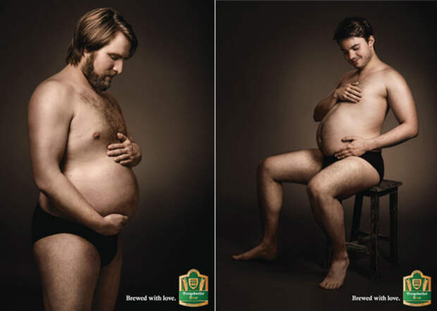 Мужчины любовно поглаживают «пивные» животики в немецкой рекламе