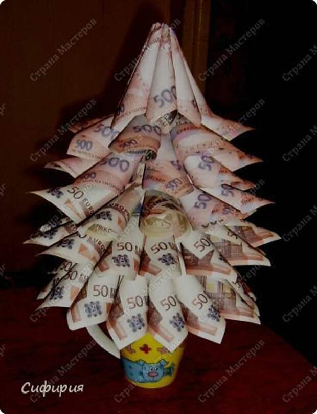 Денежная елка. Мастер класс и видео 4d081a85360c Денежная елка. Мастер класс и видео
