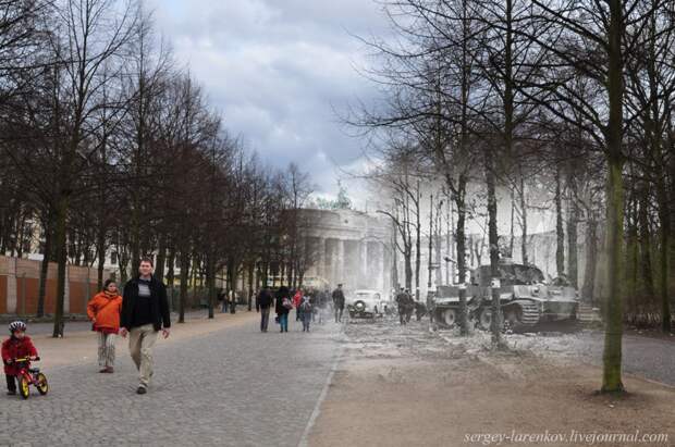 45. Берлин 1945-2010. Подбитый танк Тигр в парке Тиргартен. Связь времен, берлин, история, фото