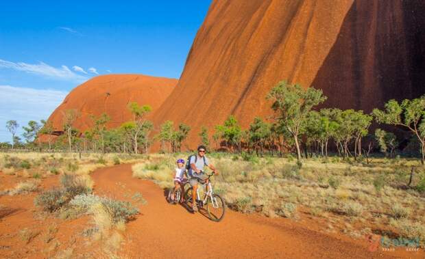 Cycling around the base of Uluru