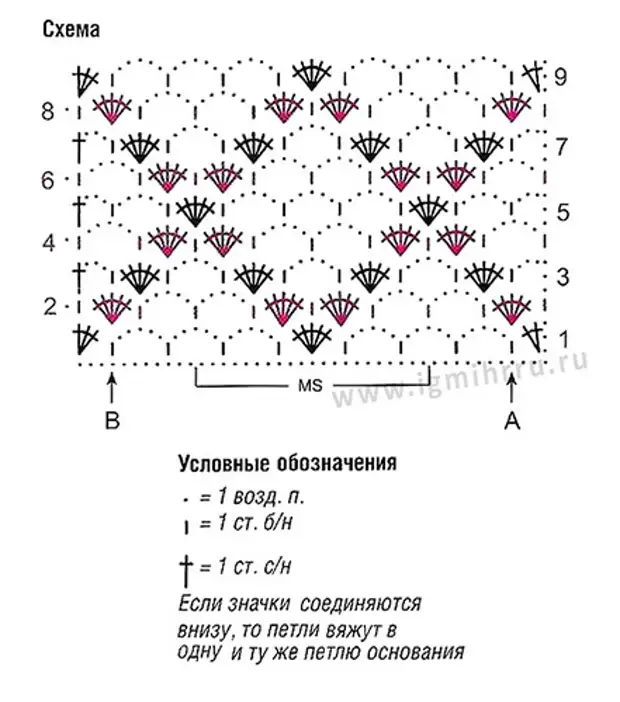 Крючком рисунок ромбы