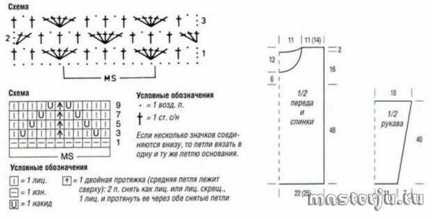 Ажурный пуловер с кокеткой