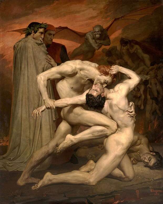 Данте и Вергилий в аду. (1850). Автор: William Bouguereau.