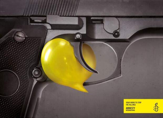 Your word, Gun, Amnesty International, Grey, Istanbul, Amnesty International, Печатная реклама