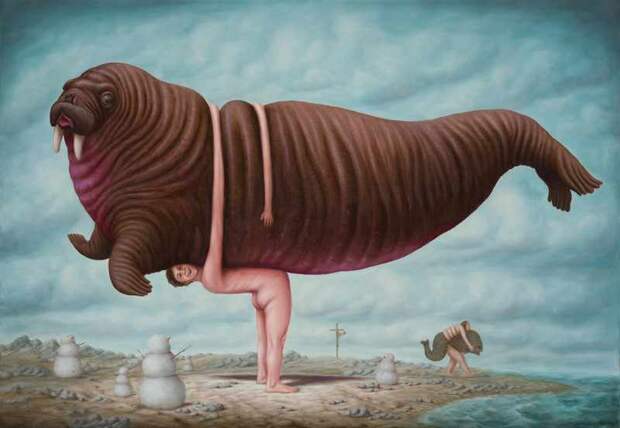 Le bras long, Oil on canvas, 81 x 116 cm, 2017.