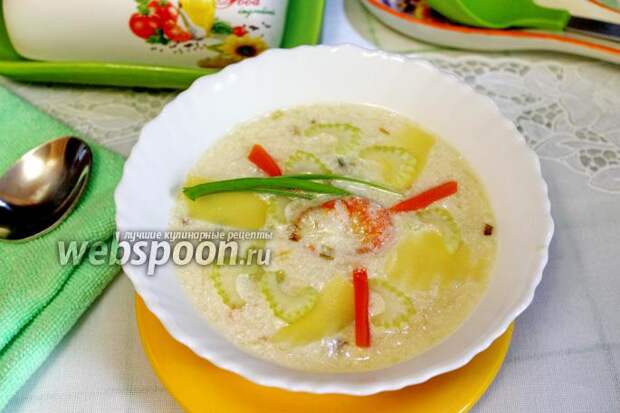 Фото Рыбный суп с картошкой и креветками
