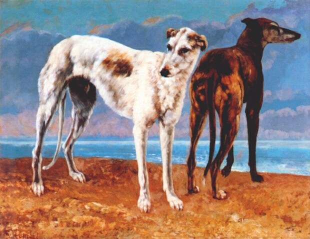 courbet greyhounds of comte de choiseul 1866. Курбе, Гюстав