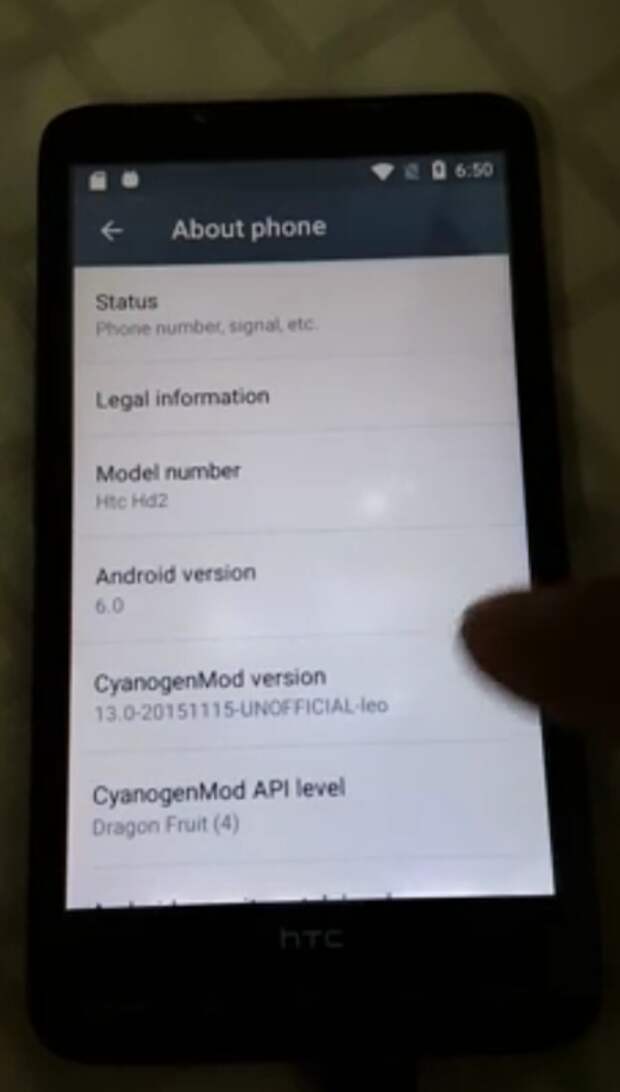 HTC HD2 с Android 6.0 Marshmallow на борту