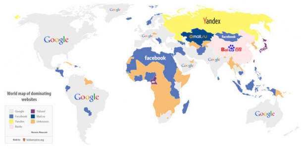 Карта самых популярных веб-сайтов